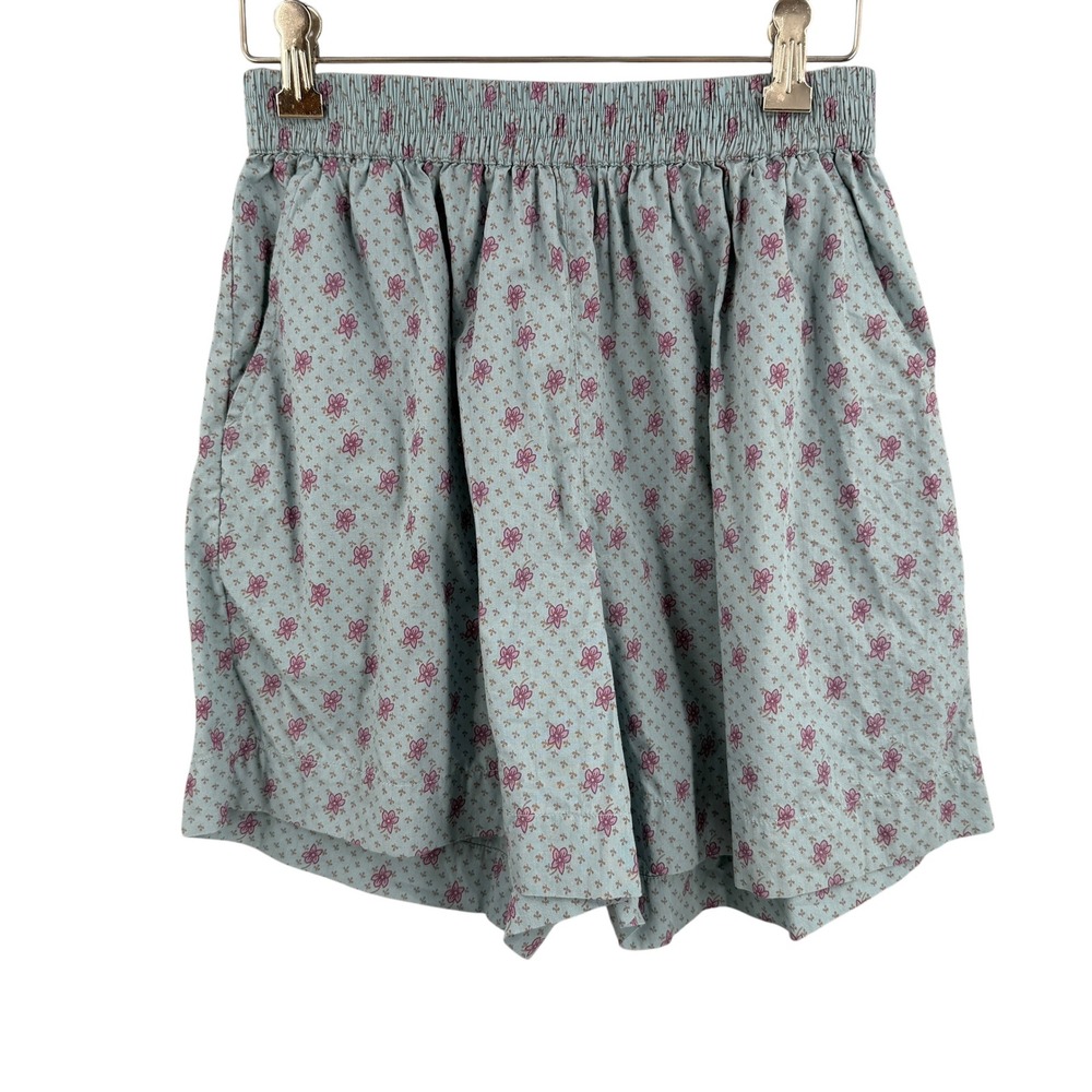 SKALL‎ Studio Shorts Blue Floral Elastic Waist Cotton Size Estimated Small
